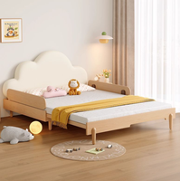 Lit mezzanine moderne en chêne massif pour enfants, taille Queen, avec toboggan, structure d'escalade, barres de grimpe, espace de rangement multifonctionnel et design gain de place
