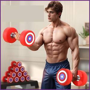 BM Capitán América Peso ajustable Mancuernas de hierro fundido cubiertas de goma-Brazos Entrenamiento Fitness Mancuernas para gimnasio en casa - Product Image 6