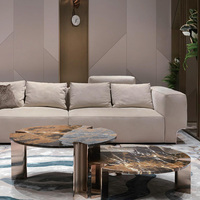 Table basse ronde en marbre de luxe moderne 20 mm, personnalisable, en acier inoxydable, mobilier de salon, design réglable JS