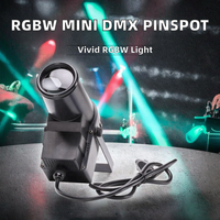 Mini projecteur de scène LED RGBW DMX512 IP20 avec CRI Ra80, effet boule miroir, spot orientable, intensité variable, durée de vie de 50 000 heures