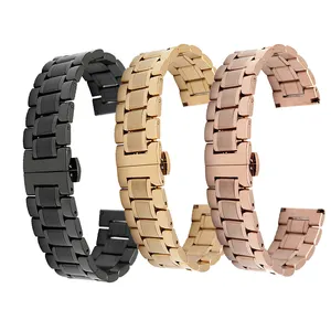 20Mm Gestreepte Roestvrijstalen Vervangende Pols Metalen Horlogeband Voor Arman Watch Quick Release Opvouwbare Gesp Pin Horloge Armband