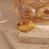 Nickel Free Triangle Siegelring Edelstahl Modeschmuck PVD Vergoldet Ästhetisches Dreieck Blank Ring Unisex