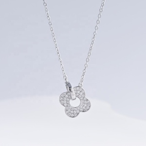 OEM plata 925 sterling silver bridal zircon layered <b>necklace</b> <b>statement</b> shell dainty mama clover gold plated pendant <b>necklaces</b> - Product Image 1