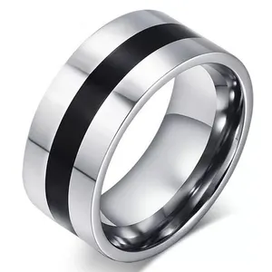 厂家批发新设计女士手指男士空白黑色银色样品结婚戒指情侣戒指