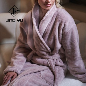 Bata de Baño de Felpa de Lujo, Talla Grande, Cálida y Suave, para Mujer, de Lana y Tela de Rizo, Color Blanco Rosa - Product Image 2