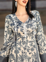 Robe maxi élégante Abaya musulmane ornée de strass, imprimé floral, pour les célébrations de l'Aïd, les événements formels