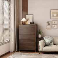 Commode moderne à 5 tiroirs en bois avec poignées métalliques, grande capacité, meuble de rangement pour chambre et salon