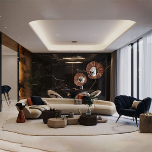 أريكة كبيرة فاخرة مضيئة من القماش ذات مظهر منحني أريكة من الجلد الأصلي غير منتظمة الأطراف أريكة كبيرة للمنزل أثاث غرفة المعيشة - Product Image 5