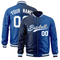 Veste bomber de baseball bleu dégradé personnalisée avec impression sur mesure, OEM POD, nom et numéro d'équipe personnalisés, haut pour homme