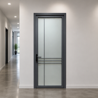 Porte intérieure en verre avec cadre en acier inoxydable postmoderne, étanche, pour bureau ou buanderie, YDNCN