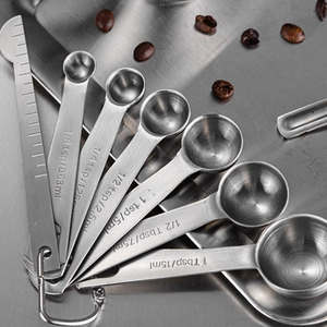 Juego de 10 Cucharas Medidoras de Acero Inoxidable para Cocina, Ecológicas, para Café y Repostería, con Nivelador - Product Image 3