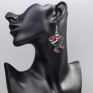 Aretes Colgantes Grinch de Dibujos Animados 2024 con Hulk, Campana Roja y Árbol de Navidad, Divertido Regalo de Moda con Impresión Acrílica de Dedo con Cigarrillo - Product Image 2