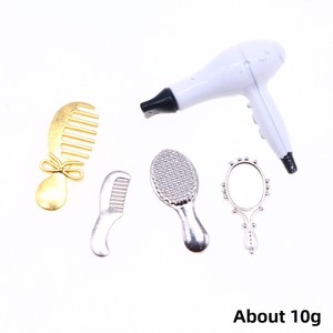 Mini-outils de coiffure en alliage pour maison de poupée, petits accessoires de simulation microscopique pour tissus, peigne, miroir, sèche-cheveux, modèle de coiffure - Product Image 6