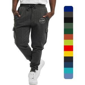 Pantalones de chándal de algodón transpirable de peso pesado para hombre, pantalones Cargo grises con cordón, bordado personalizado, equipo de ejercicio para correr - Product Image 1