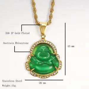 43*26mm New release blue genuine laughing buddha necklace red real good quality jade buddha blessing blue jade buddha pendant