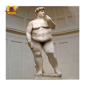 Famosa estatua de mármol de hombre gordo de tamaño natural para decoración al aire libre - Product Image 1