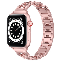 Bracelet en acier inoxydable pour femme, bracelet en métal élégant pour Apple Watch Series 10/9/8/7/SE/6/5/4/3/2/1