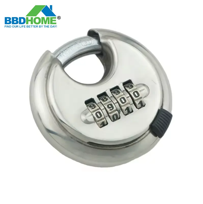 BBDHOME Cerradura de combinación redonda de acero inoxidable de alta resistencia Reiniciable Cerradura DE SEGURIDAD DE DISCO de dígitos sin llave resistente a la intemperie de 4 dígitos