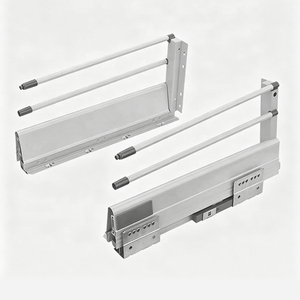 Sistema de cierre de cajones de metal plateado blanco para cocina con barra redonda - Product Image 2