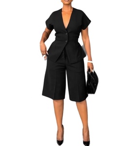 Conjuntos <span class=keywords><strong>de</strong></span> Verano para Mujer, Manga Corta, Pantalones Ajustados hasta la Rodilla, Traje <span class=keywords><strong>de</strong></span> Dos Piezas - Product Image 2