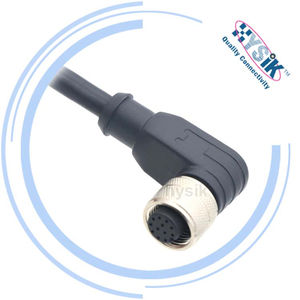 Kabel Data M12 12 Pin Kepadatan Tinggi Berkode A, Female ke Male, PVC Hitam - Product Image 3