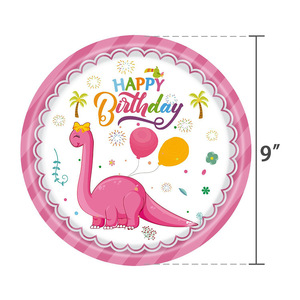 Ensemble de vaisselle jetable pour fête sur le thème du dinosaure rose, 60-80 pièces, décorations d'anniversaire pour enfants, célébration sur le thème des dinosaures - Product Image 2