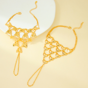 Pulseras de Moda con Anillo de Dubai, Chapadas en Oro de 21k, Diseño de Corazón y Mariposa, para Mujeres, Eventos y Fiestas - Product Image 2