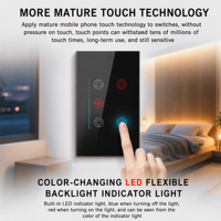 Interrupteur intelligent US 118x72 Standard pour ventilateur et lampe avec interrupteur d'éclairage 1/2 gang, panneau en verre trempé, automatisation domestique intelligente Tuya