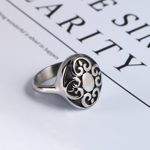 European Punk Style <b>Titanium</b> Steel <b>Ring</b> Silver Gray Cross Pattern Men's Fashion Jewelry Gift - Product Image 1