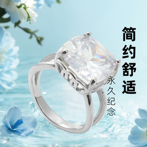 yunnique <b>Titanium</b> Steel Diamond <b>Ring</b> Prong Setting Women's Engagement <b>Ring</b> Size 27 - Product Image 1