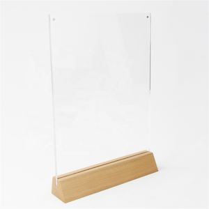 Display da tavolo a forma di piramide <span class=keywords><strong>Base</strong></span> in legno a forma di T tavolo da tavolo in piedi tende <span class=keywords><strong>Base</strong></span> in legno supporto per Menu da tavolo in acrilico - Product Image 6