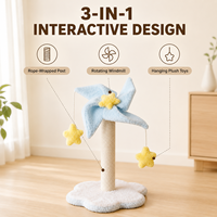 Griffoir pour chat de 57 cm avec moulin à vent rotatif et jouets étoiles suspendus
