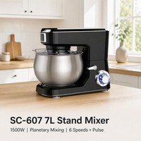 Batteur sur socle SOHEF 7L 1500W à rotation planétaire, 0-6 vitesses, fonction Pulse, bol en acier inoxydable, pour pâtisserie maison, certifié CE CB ROHS BSCI ISO