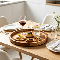 Plateau de service jetable en bois de haute qualité, support pour verres à vin, plateau à collation moderne et écologique pour fêtes, assiettes et coupelles pour camping