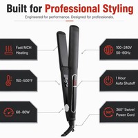 Lisseur à Cheveux Professionnel en Titane Noir 1" Marque Blanche avec Traitement Kératine - Qualité Professionnelle 500°F