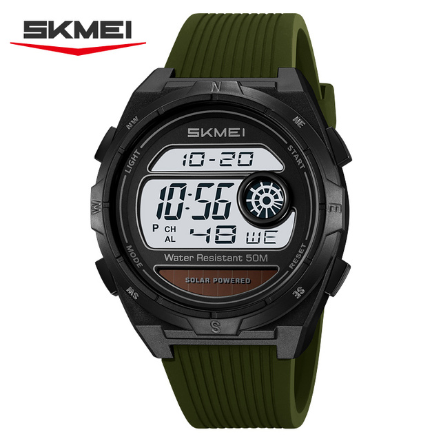 Skmei 2436 Army Green Outdoor Solar Supply Power Multi-function Digital Watch