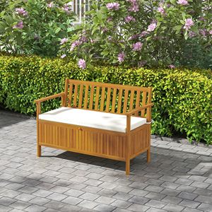 Acacia Outdoor <strong>Bench</strong> <strong>with</strong> <strong>Storage</strong> Box,28 Gallon Outdoor <strong>Storage</strong> <strong>Bench</strong>,Acacia <strong>Wood</strong> <strong>Garden</strong> Seat <strong>with</strong> Cushion for Park - Product Image 3