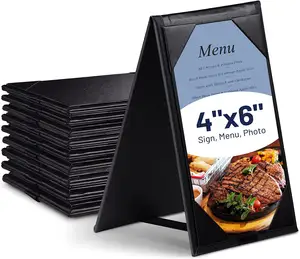 Leather Table Tent Menu Display Holder Covers Modern Menu Cover 4*6 or 5*7 inches Customized Menu Stand Table Holder