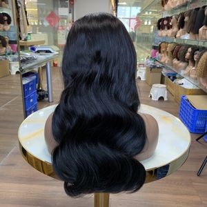 Perruques en cheveux humains noirs ondulés de 22 pouces, prêtes à être expédiées, pré-épilées, avec fermeture en dentelle 5x5, perruque en dentelle suisse, cheveux vietnamiens pour femmes - Product Image 1