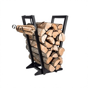 Estante de troncos de herramientas de chimenea de diseño extremadamente bueno en soporte de estante de troncos de Color negro de hierro forjado al precio más barato - Product Image 1
