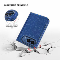 Vente en gros de nouveaux étuis transparents bleu foncé avec paillettes pour Apple iPhone Duo Fold, étuis de téléphone portable de haute qualité résistants aux chocs