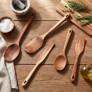 Ensemble d'ustensiles de cuisine en bois, 5 pièces, cuillères et spatules résistantes à la chaleur pour la cuisine - Product Image 2