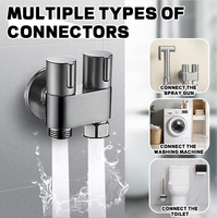 Répartiteur de robinet de toilette HOMEDEC, adaptateur double 2 voies, 1 entrée-2 sorties, vanne à double commande, pulvérisateur de bidet manuel, acier inoxydable, laiton