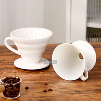 HIGHWIN 1-2 tasses/2-4 tasses goutteur de café en porcelaine réutilisable verser sur la cafetière filtre à café en céramique en forme de V
