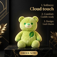 Ours en peluche brodé vert lime, jouet anti-stress en coton PP doux pour enfants, cadeau d'anniversaire