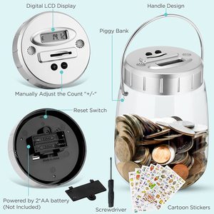 Tarro de dinero de plástico ecológico con manejo de Dólares completo con asa, alcancía de conteo electrónico inteligente para niños, regalos de navidad - Product Image 3