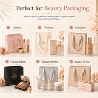 Sacs en papier carton ivoire de luxe avec couvercle à rabat renforcé en feuille d'or et papier de soie personnalisé pour emballage cadeau de produits de soin