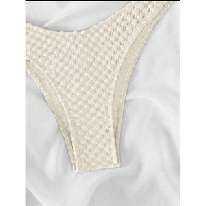 2025 Новый однотонный комплект бикини из двух частей сексуальный купальник текстурная Ткань Бикини - Product Image 4