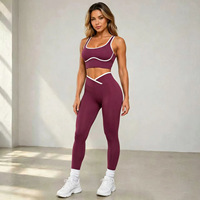 Ensemble de sport pour femme : soutien-gorge de yoga et pantalon taille haute push-up, extensible et amincissant, idéal pour l'entraînement quotidien