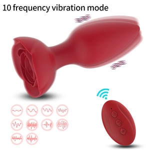 Nouveauté 2023 : Vibrateur en forme de rose, plug anal, jouets pour adultes, masseur de prostate, silicone, télécommande, plug anal en forme de rose - Product Image 3